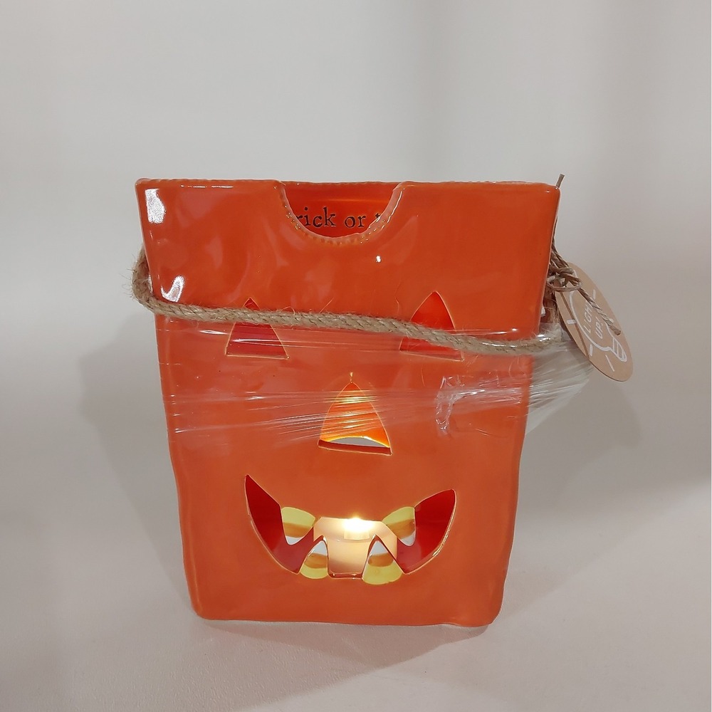 Mud Pie Ceramic Luminary Jack-O-Lantern Halloween Bag Skull Decor - Picture 10 of 10